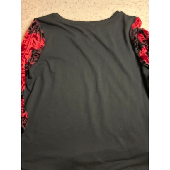 Altar’d State Black Top Medium Burnout Velvet Flowy Sleeves Whimsy Goth Fairy - Picture 8 of 8